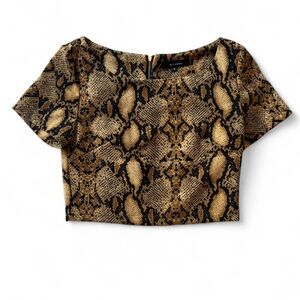 Olivaceous Black and Tan Snake Print Blouse